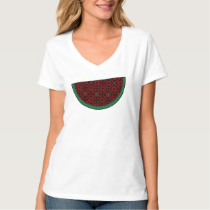 パレスティナスイカ刺繍赤タスリーズ Tシャツ