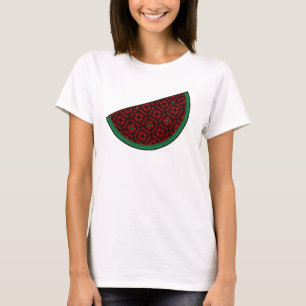 パレスティナスイカ刺繍赤タスリーズ Tシャツ