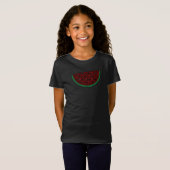 パレスティナスイカ刺繍赤タスリーズ Tシャツ (正面フル)