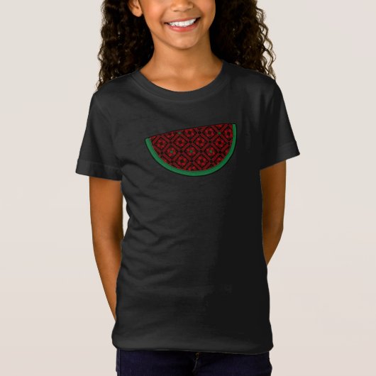 パレスティナスイカ刺繍赤タスリーズ Tシャツ (正面)