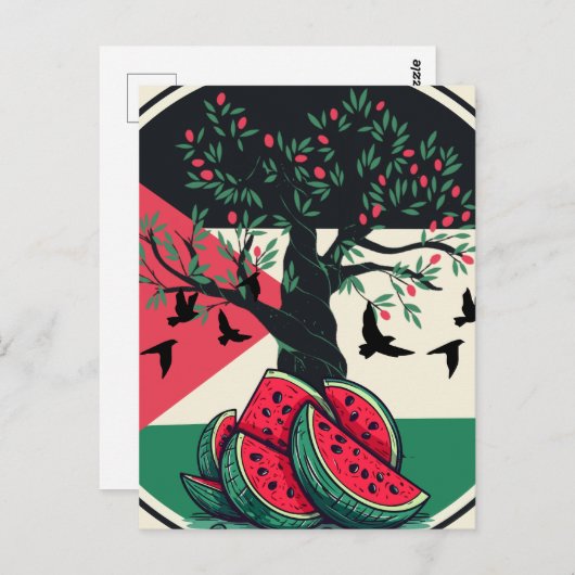 パレスティナスイカ国旗の地図。自由なパレスチナ人。 ポストカード (正面/裏面)