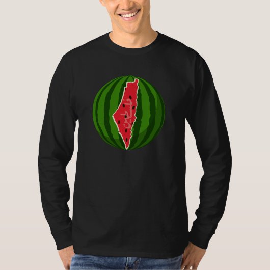 パレスティナスイカ国旗の地図。自由なパレスチナ人。 Tシャツ (正面)