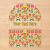 パレスティナータトレ伝統的ス刺繍 アクリル招待状 (正面)