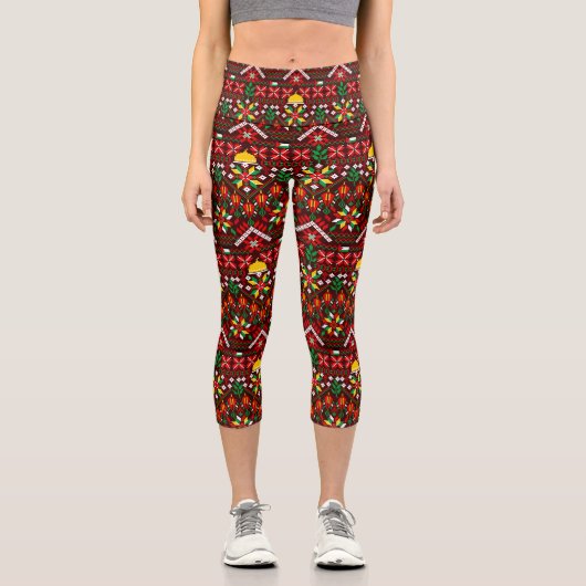 パレスティナータトレ伝統的ス刺繍 カプリレギンス (正面)