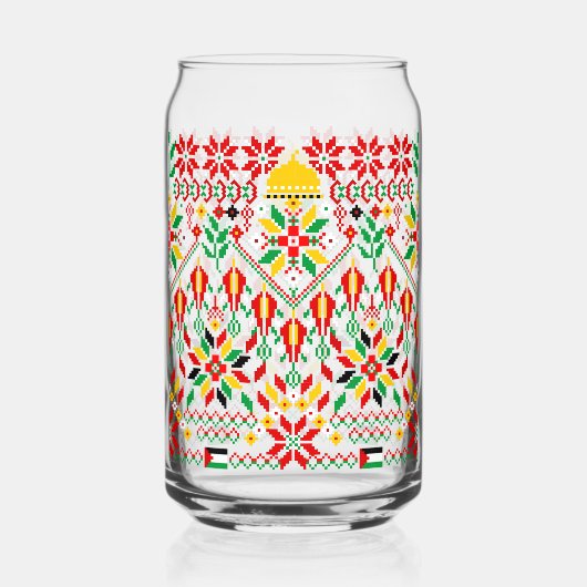 パレスティナータトレ伝統的ス刺繍 ガラス缶 (正面)