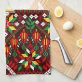 パレスティナータトレ伝統的ス刺繍 キッチンタオル (四つ折り)