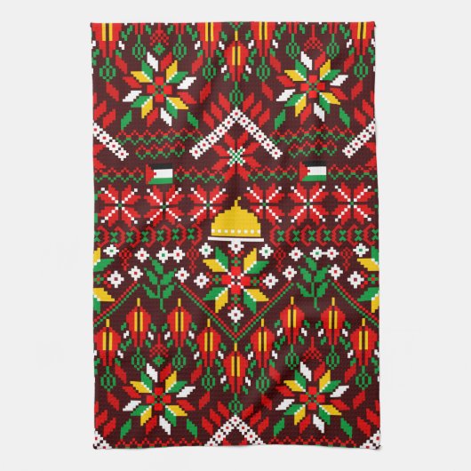 パレスティナータトレ伝統的ス刺繍 キッチンタオル (縦)