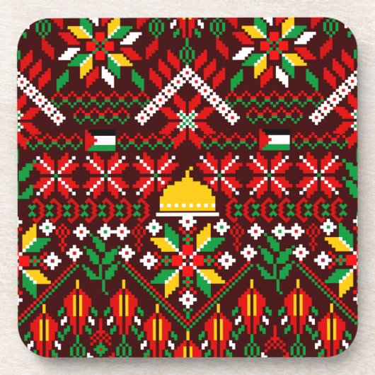 パレスティナータトレ伝統的ス刺繍 コースター (正面)