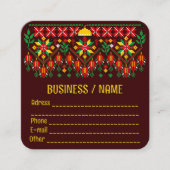 パレスティナータトレ伝統的ス刺繍 スクエア名刺 (正面)