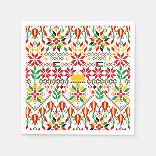 パレスティナータトレ伝統的ス刺繍 スタンダードカクテルナプキン (正面)