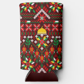 パレスティナータトレ伝統的ス刺繍 スリム缶クーラー (正面)