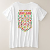 パレスティナータトレ伝統的ス刺繍 プラスサイズTシャツ (デザイン裏面)
