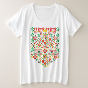 パレスティナータトレ伝統的ス刺繍 プラスサイズTシャツ