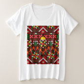 パレスティナータトレ伝統的ス刺繍 プラスサイズTシャツ (デザイン正面)