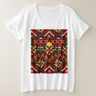パレスティナータトレ伝統的ス刺繍 プラスサイズTシャツ