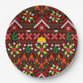 パレスティナータトレ伝統的ス刺繍 ペーパープレート (正面)