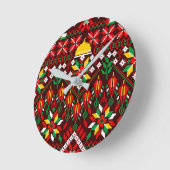 パレスティナータトレ伝統的ス刺繍 ラウンド壁時計 (傾斜)
