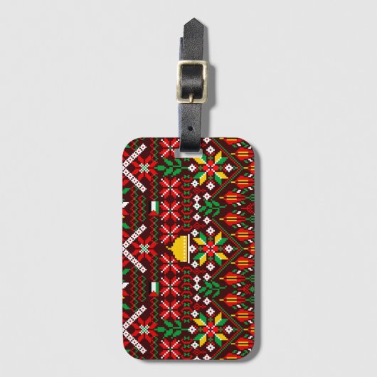 パレスティナータトレ伝統的ス刺繍 ラゲッジタグ (正面縦)