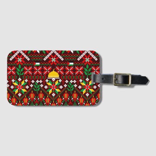 パレスティナータトレ伝統的ス刺繍 ラゲッジタグ (正面横)