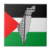 パレスティナ国旗とケフィシー模様の地図 タイル (正面)