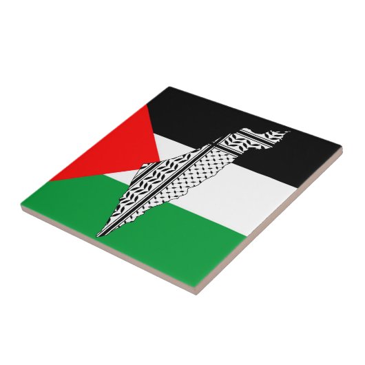 パレスティナ国旗とケフィシー模様の地図 タイル (側面)