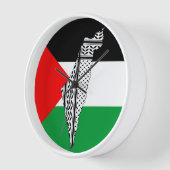 パレスティナ国旗とケフィシー模様の地図 壁時計 (傾斜)
