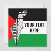 パレスティナ国旗とケフィシー模様の地図 招待状 (正面)