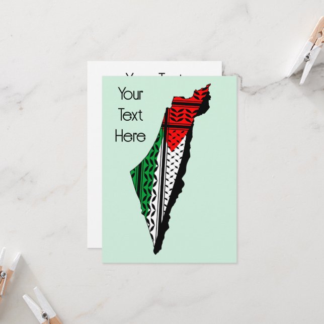 パレスティナ国旗とケフィヨンパターンの地図 (正面/裏面インサイチュ)