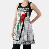 パレスティナ国旗とケフィヨンパターンの地図 エプロン (インサイチュ)