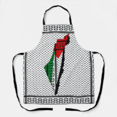 パレスティナ国旗とケフィヨンパターンの地図 エプロン (正面)