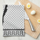 パレスティナ国旗とケフィヨンパターンの地図 キッチンタオル (四つ折り)