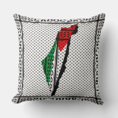 パレスティナ国旗とケフィヨンパターンの地図 クッション (正面)