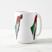 パレスティナ国旗とケフィヨンパターンの地図 コーヒーマグカップ (正面右)