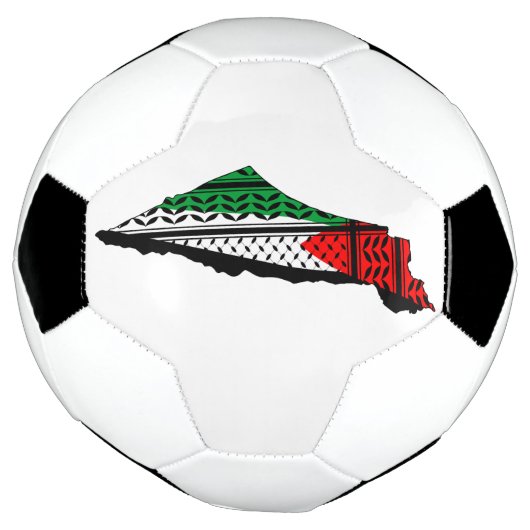 パレスティナ国旗とケフィヨンパターンの地図 サッカーボール (回転)
