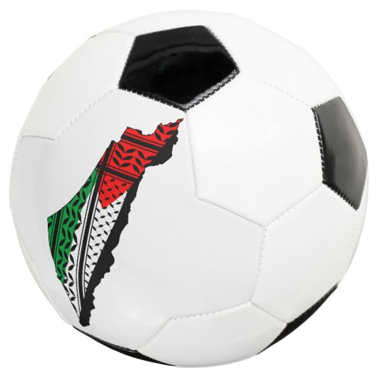 パレスティナ国旗とケフィヨンパターンの地図 サッカーボール (3/4)