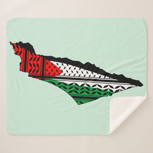 パレスティナ国旗とケフィヨンパターンの地図 シェルパブランケット (正面(横))