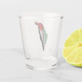 パレスティナ国旗とケフィヨンパターンの地図 ショットグラス (裏面)