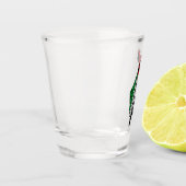 パレスティナ国旗とケフィヨンパターンの地図 ショットグラス (左)