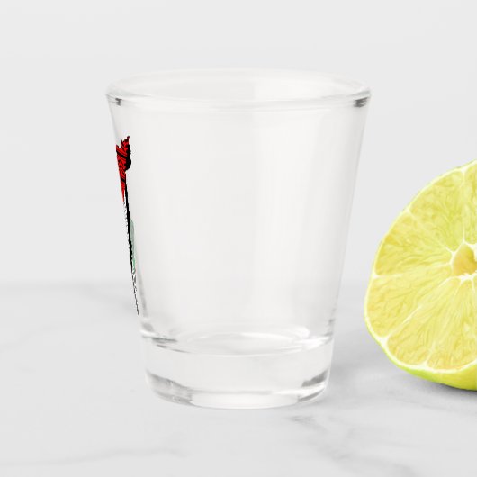 パレスティナ国旗とケフィヨンパターンの地図 ショットグラス (右)