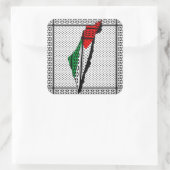 パレスティナ国旗とケフィヨンパターンの地図 スクエアシール (バッグ)