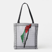 パレスティナ国旗とケフィヨンパターンの地図 トートバッグ (裏面)