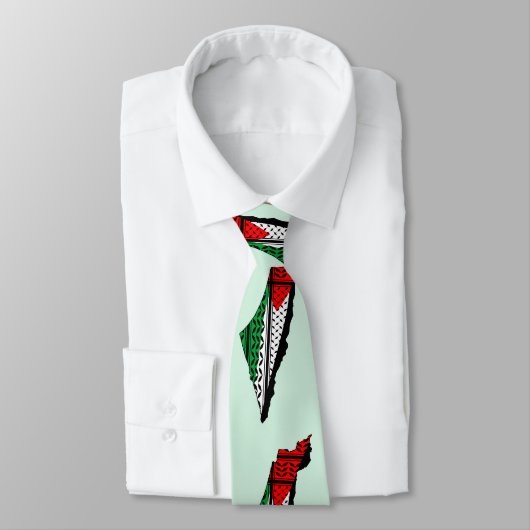 パレスティナ国旗とケフィヨンパターンの地図 ネクタイ (タイ)