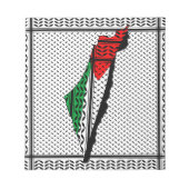 パレスティナ国旗とケフィヨンパターンの地図 ノートパッド (正面)