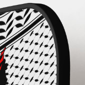 パレスティナ国旗とケフィヨンパターンの地図 ピックルボールラケット (左詳細)