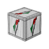 パレスティナ国旗とケフィヨンパターンの地図 フォトキューブ (裏面アングル)