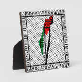 パレスティナ国旗とケフィヨンパターンの地図 フォトプラーク (正面)