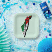 パレスティナ国旗とケフィヨンパターンの地図 ペーパープレート (パーティー)