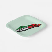 パレスティナ国旗とケフィヨンパターンの地図 ペーパープレート (傾斜あり)