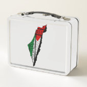 パレスティナ国旗とケフィヨンパターンの地図 メタルランチボックス (裏面)