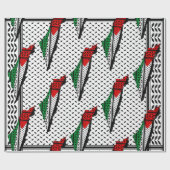 パレスティナ国旗とケフィヨンパターンの地図 ラッピングペーパー (フラット)